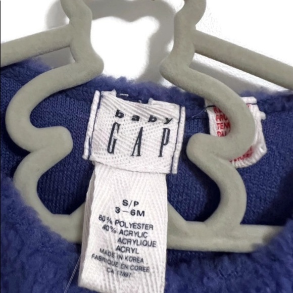 NWT Gap Kids Fuzzy Teddy Snap Cardigan, periwinkle, small 3-6 months - Picture 2 of 6